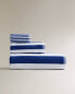 Cotton bath towel with blue stripes