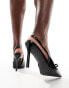 Glamorous Wide Fit – Absatzschuhe in Schwarz mit Fersenriemen, Schleifendetail und weiter Passform