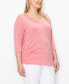 Фото #3 товара Plus Size V-neck Side Ruched 3/4 Sleeve Top