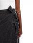 Фото #4 товара Style Cheat denim wrap midi skirt in washed black