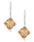 ფოტო #3 პროდუქტის Simulated Gemstone Square Lever Back Silver Plate Earrings