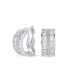 Art Deco Style Bridal Statement AAA CZ Half Hoop Baguette Earrings For Women Wedding Prom Holiday Formal Party Clip On