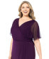 Plus Size Draped-Back Flutter-Sleeve Gown