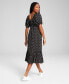 Фото #4 товара Women's Printed Puff-Sleeve Midi Dress, XXS-4X