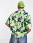 COLLUSION oversized ripstop short sleeve printed shirt in green