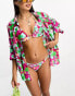 ONLY oversized beach shirt in pink floral