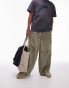 Topman wide leg washed cargos in khaki