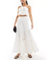 River Island tiered maxi skirt in white