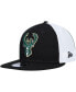 Бейсболка New Era мужская черная с поп-панелями Milwaukee Bucks 9FIFTY Snapback Hat Черный - фото #4