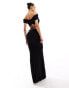 ASOS DESIGN bardot cut out maxi dress with strap detail in black