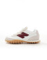 New Balance RC30 trainers with gum sole in white and burgundy