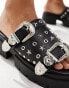 Фото #6 товара Public Desire Maverick chunky heeled sandal with western hardware in black