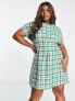 ASOS DESIGN Curve nipped in waist mini dress in green boucle