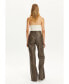 ფოტო #5 პროდუქტის Women's Leather Trim Pants