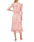 ფოტო #2 პროდუქტის Women's Flutter Sleeve Smocked Waist Midi Dress
