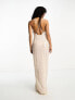 4th & Reckless sequin square neck low cross back maxi dress in cream