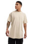 ASOS DESIGN oversized t-shirt in cream with badge back print