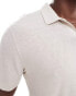 Фото #3 товара Abercrombie & Fitch slub linen open collar polo in cream