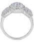 ფოტო #3 პროდუქტის Diamond Halo Three Stone Cluster Ring (1-3/8 ct. t.w.) in 14k White Gold