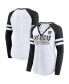 Фото #4 товара Women's White Las Vegas Raiders Plus Size True to Form Lace-Up V-Neck Raglan Long Sleeve T-shirt