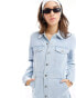 Фото #6 товара Vero Moda long sleeve denim buttondown maxi dress in blue denim