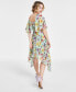 Women's Pleated V-Neck Floral-Print Chiffon Dress