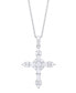 Фото #1 товара Macy's cubic Zirconia Cross Pendant 18" Necklace in Silver Plate