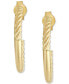 ფოტო #4 პროდუქტის Polished Bar & Cable Small Hoop Earrings in 10k Gold, 5/8"