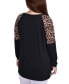 Plus Size Long Raglan Sleeve Tunic Top with Animal Print Insets