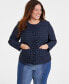 Фото #2 товара Trendy Plus Size Tweed Collarless Jacket, Created for Macy's