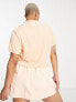 Daisy Street Plus Active crop tennis polo in peach