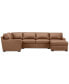 Фото #6 товара Radley 136" 4-Pc. Leather Square Corner Modular Chaise Sectional, Created for Macy's