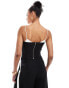 Фото #2 товара Extro & Vert Tall corset top with black bra detail in black & white co-ord