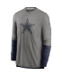Фото #3 товара Men's Heathered Gray, Navy Dallas Cowboys Sideline Player Performance Long Sleeve T-shirt