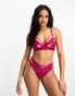 Фото #8 товара ASOS DESIGN Laurelle peep lace bindings thong in raspberry red