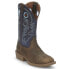 Justin Boots Stampede 12" Wide Square Toe Cowboy Mens Blue, Brown Casual Boots