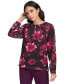 ფოტო #1 პროდუქტის Women's Pleat-Neck Long-Sleeve Blouse