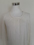 Maison Jules Womens Ivory Ladder Cut Scoop Neck Pleat 3/4 Sleeves White XS