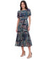 Фото #3 товара Plus Size Mixed-Print Puffed-Sleeve Maxi Dress