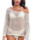 ფოტო #1 პროდუქტის Women's Ivory Off-Shoulder Crochet Cover-Up