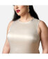 Фото #1 товара Plus Size Tulip Satin Button Shoulder Maxi Slip Dress