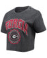 ფოტო #2 პროდუქტის Women's Black Distressed Georgia Bulldogs Edith Vintage-Like Burnout Crop T-shirt