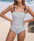 Фото #3 товара Women's Striped Square Neck One-piece Swimsuit
