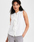 Фото #1 товара Women's Sleeveless Button-Front Ruffle Blouse