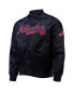 Фото #3 товара Men's Navy Atlanta Braves Wordmark Satin Full-Snap Jacket