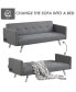 Convertible Futon Sofa Bed Folding Recliner USB Ports&Power Strip