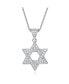 Cubic Zirconia Sterling Silver White Gold Plated Star Of David Drop Pendant