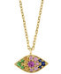 ფოტო #3 პროდუქტის EFFY® Multi-Gemstone Evil Eye 18" Pendant Necklace (1/3 ct. t.w.) in 14k Gold-Plated Sterling Silver