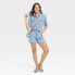 Фото #2 товара Women's Short Sleeve Romper - Universal Thread Light Wash 2