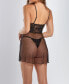 Women's Lindsey Caged 2 Piece Soft Cup Lace and Mesh Babydoll Lingerie Set
